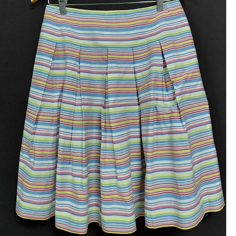 TALBOTS PETITES label Cotton Blend Pleated Multicolor Striped Size 6